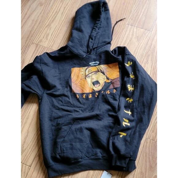 Vintage 2002 Black Shonen Jump NARUTO Shippuden Hoodie Sweatshirt size L - Picture 1 of 5